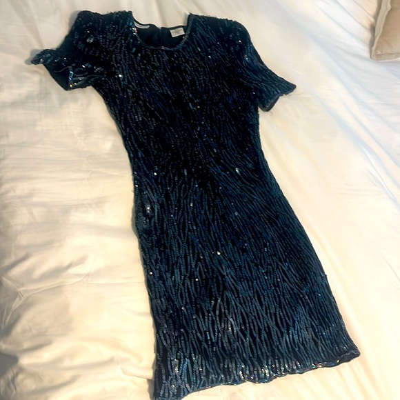 Vintage Night Vogue sequin dress 100%s silk 100%polyester size medium - Picture 1 of 8